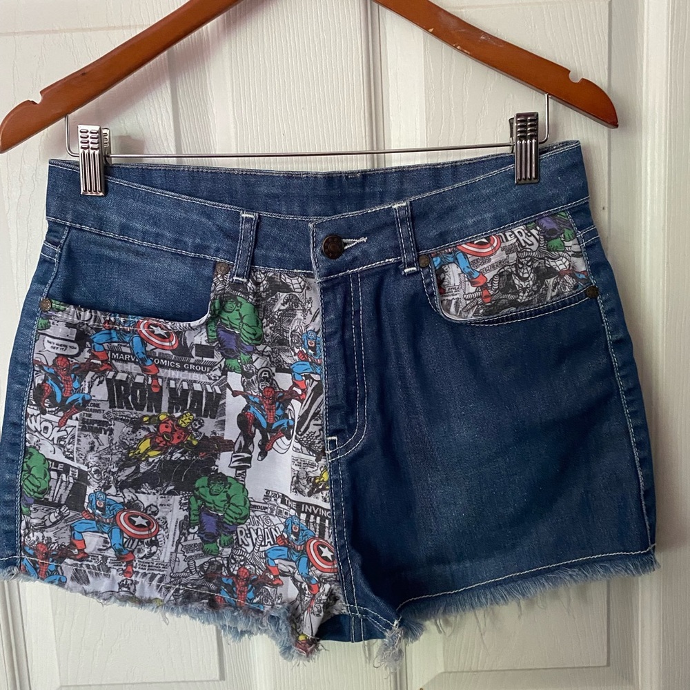 Marvel Denim Shorts with Comics Size 8/10